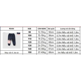 RG484_Rập giấy may quần nỉ trẻ em