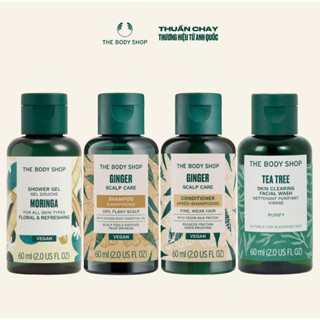 Combo travel size: Dầu Gội - Dầu Xả Ginger 60ml + Sữa Tắm Moringa 60ml + Sữa Rửa Mặt Tea Tree 60ml The Body Shop