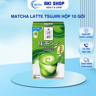  Trà Sữa Matcha Latte Tsujiri Hoà Tan  Hộp 10 Gói   Thơm Vị Matcha Tiện Lợi |Aki Shop Healt & Care 
