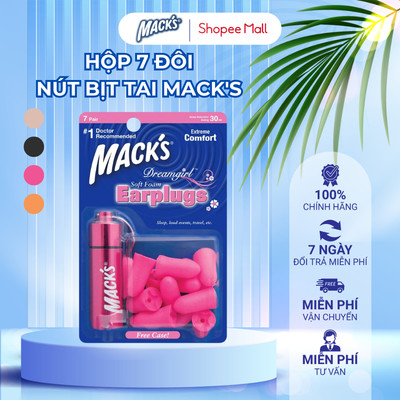 Hộp 7 Đôi Nút Bịt Tai Chống Ồn Macks Thương Hiệu Mack's Nhập Khẩu Mỹ