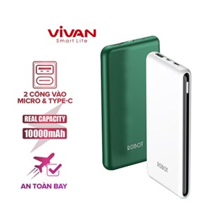 Pin dự phòng Vivan RT180 dung lượng cao 10000mah cục sạc nhỏ gọn siêu mỏng siêu nhẹ 2 cổng sạc vào 1 cổng sạc ra chất lư