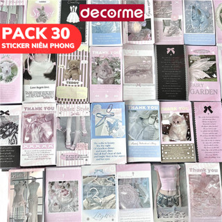 Sticker niêm phong Decorme set 30 50 100 tấm phong cách y2k phụ kiện gói hàng đồ gói card dễ thương giấy gói hàng cute