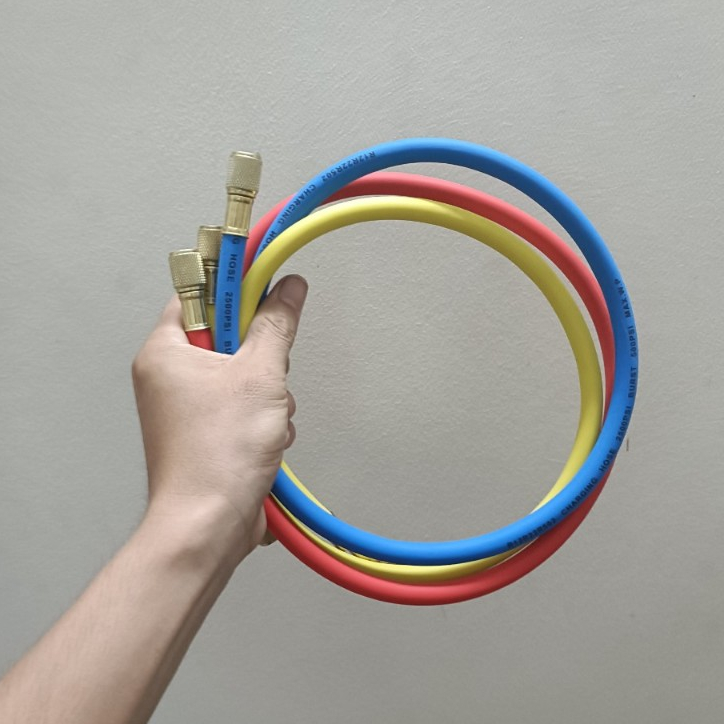 Dây nạp ga điều hòa, 3 màu, dây sạc ga R134, R22, R410 máy lạnh chuyên dụng  dài 170cm và 90cm.