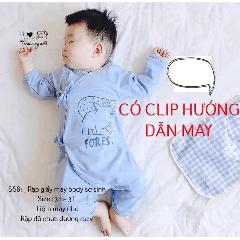SS81_ rập giấy may body dài tay cho bé