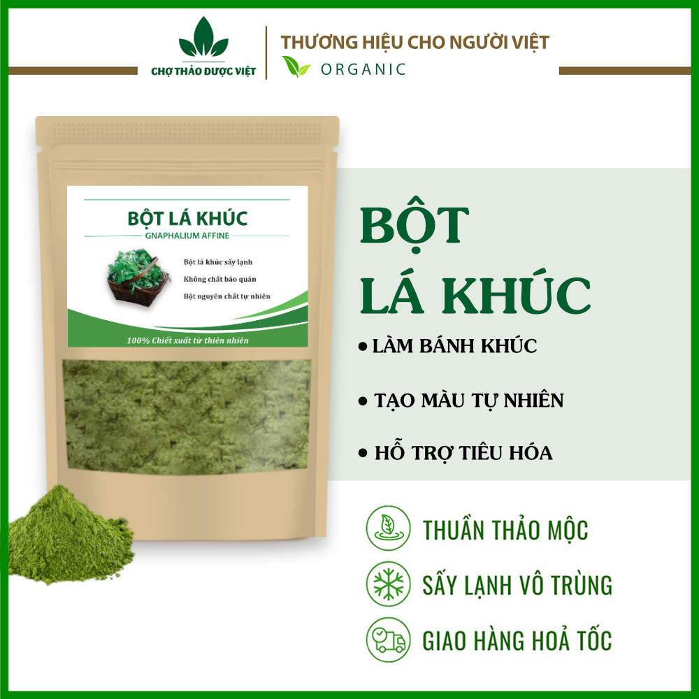 Bột lá khúc nguyên chất 100g, bột rau khúc, dùng làm xôi khúc, bánh khúc truyền thống, chuẩn vị