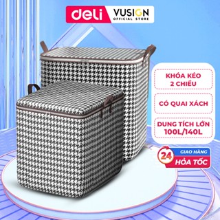 Túi Đựng Chăn Màn 140L DELI Giỏ Đựng Quần Áo Bằng Vải Đa Năng Cỡ Lớn Dễ Gấp Gọn Chống Bụi Bẩn Ẩm Mốc