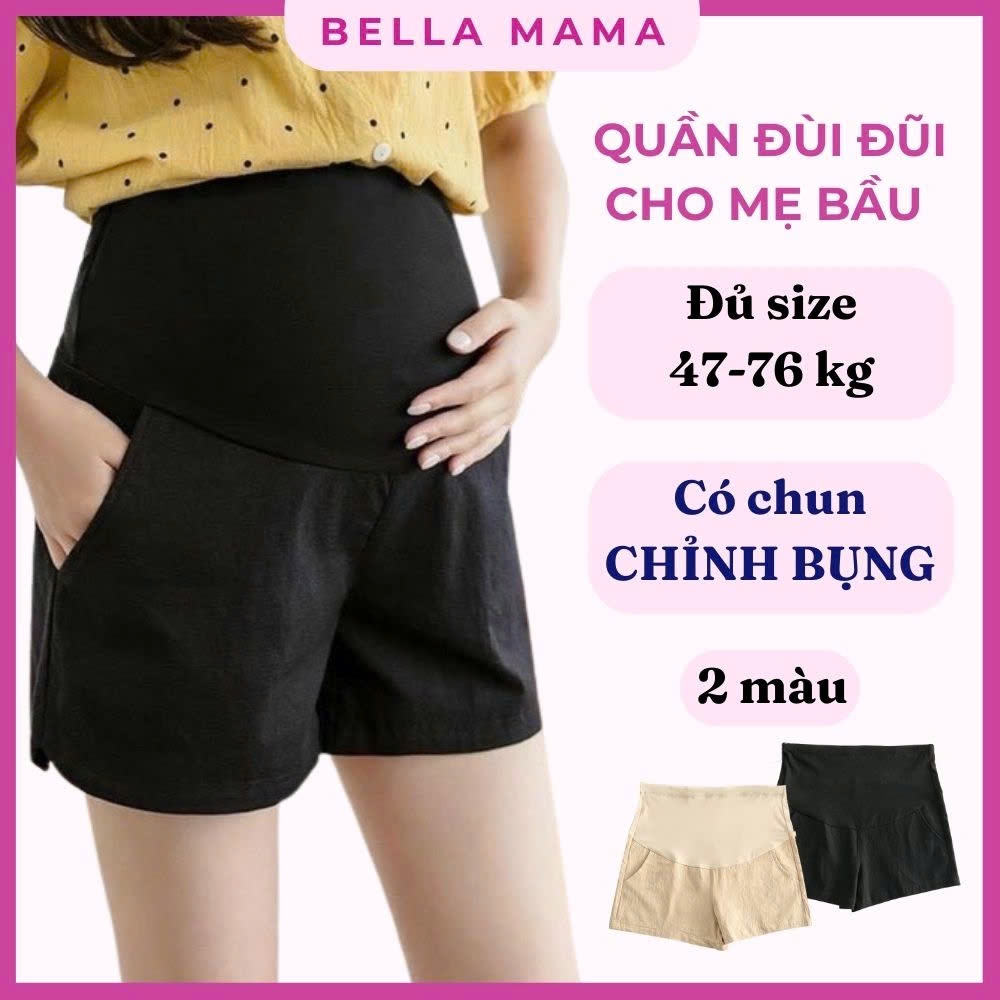 Quần Đùi Bầu Bella Mama Quần Bầu Chất Đũi Mềm Mát Có Đáp Đỡ Bụng Bầu Và Chung Chỉnh Bụng Q09