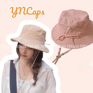 Mũ bucket phối nơ phía sau Nón tai bèo dây phối hạt unisex