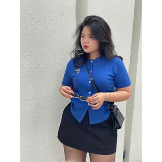 (TAY NGẮN KÈM NƠ) Áo khoác cardigan nữ tay ngắn thun gân mềm tay dài Miabigszie 90kg