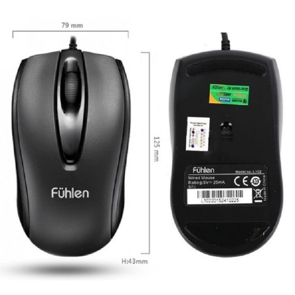 Chuột Dây Fuhlen L102 Chính Hãng 1000 DPI Optical USB (Đen), BH 12T, Siêu Bền, Chuột Văn Phòng, Laptop, PC | BigBuy360 - bigbuy360.vn