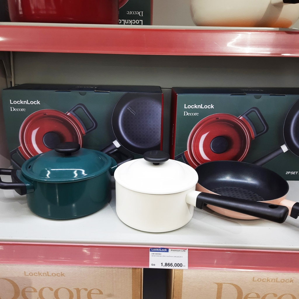 Bộ Nồi Và Chảo Sâu Lòng Locknlock 3 Món Decore LDE1181IHS01 - Chính hãng