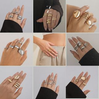 Nhẫn Nữ, Set Nhẫn 3-5 Cái Nhẫn Trơn Cá Tính ZNDCT03