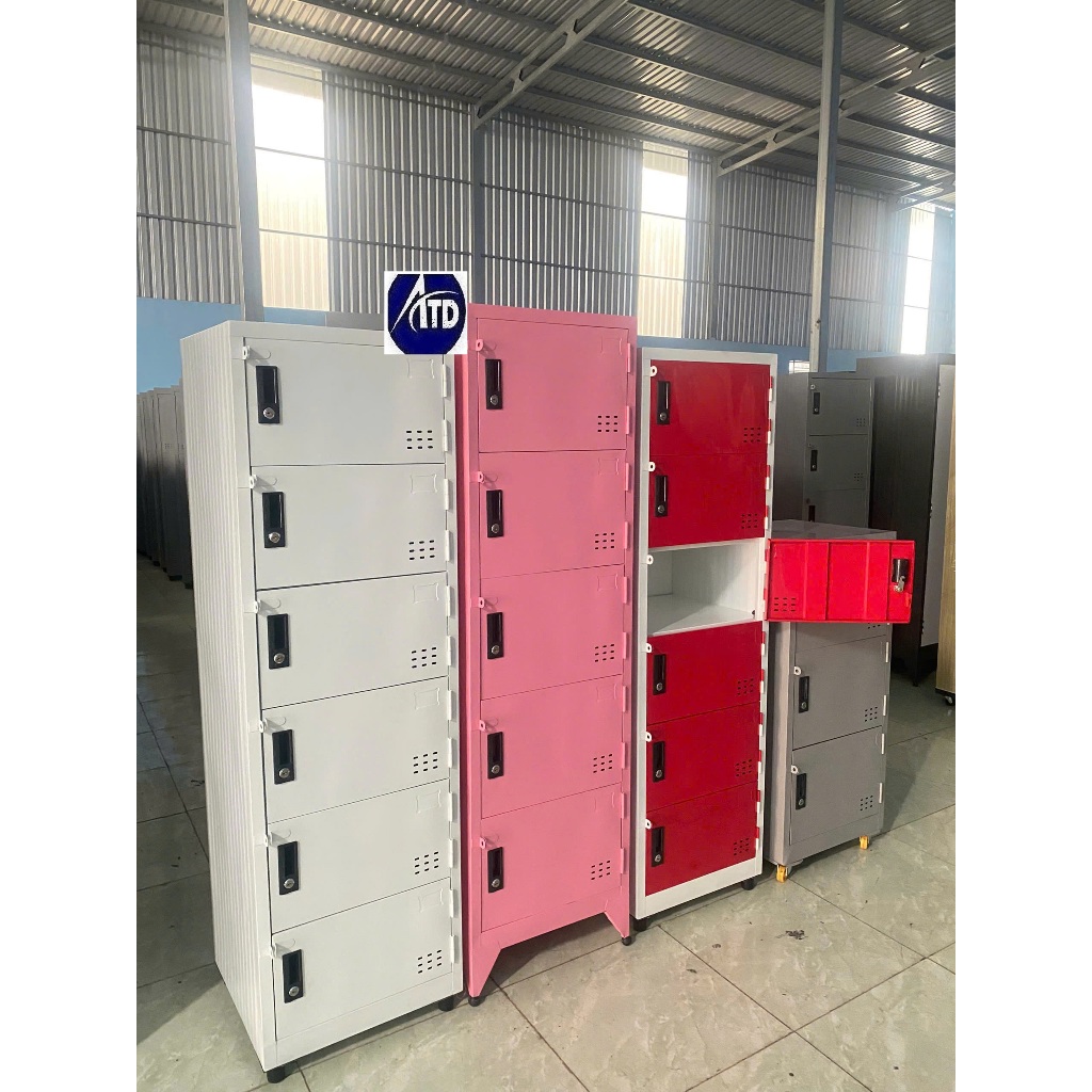 tủ locker nhỏ gọn 1 cột 6 tầng tiện lợi-tủ locker mini sắt sơn tĩn điện cứng cáp-tủ sắt locker giá r