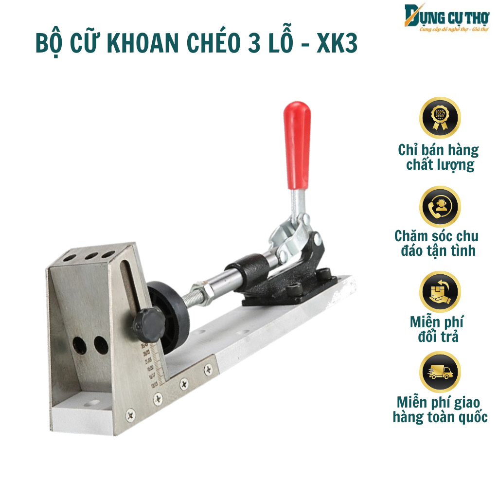 Bộ Cữ Khoan Chéo 3 Lỗ - XK3 || Cữ Khoan Bắt Vít Chéo || Dụng Cụ Thợ - Dụng Cụ Làm Mộc