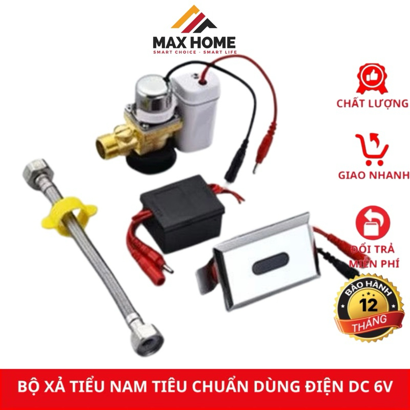 Bộ van xả cảm ứng tự động tiểu nam [ Dùng pin Dc 6v hoặc dùng điện AC 220V/6V/1A]