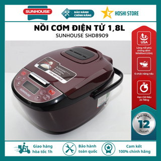 Nồi cơm điện tử chính hãng SUNHOUSE 1.8L SHD8909, đa chức năng nấu nướng, bảo hành 1 năm