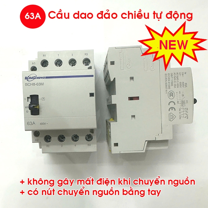 Bộ chuyển đổi 2 nguồn điện tự động ATS 63A -Khởi động từ 2NO 2NC 63a  Bongi Manual, hẹn giờ NKg5, Hẹ