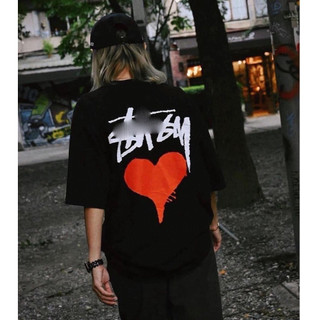 Áo Thun Unisex Stu.xxyy Heart ROMANCE Nam Nữ Form Rộng Chất Vải Cotton 100% Mềm Mịn
