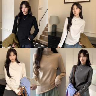 Áo thun dài tay nữ cổ lọ 3 phân lót nỉ Coolme, áo tay dài giữ nhiệt ôm body chất nỉ lông thỏ cổ cao 3cm - G3C