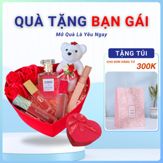 Combo quà tặng bạn gái dịp sinh nhật, hộp quà đẹp có son kem lì và nước hoa perfume, quà valentine cho người yêu