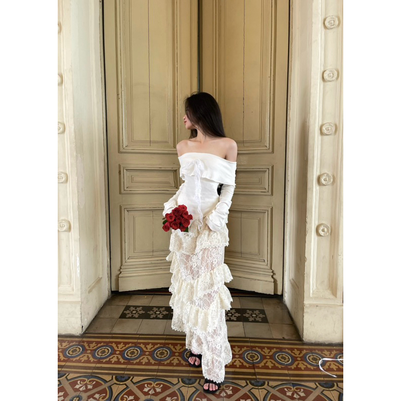 LEMONCHICVN- CHÂN VÁY DÀI REN TẦNG - CV55