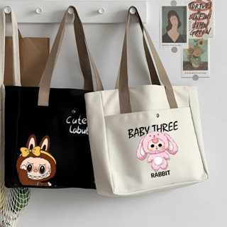  Túi tote 2 lớp túi vải canvas có ngăn phụ túi đeo vai đi học đi chơi thời trang Hàn Quốc đựng vừa khổ A4 laptop 14inch 