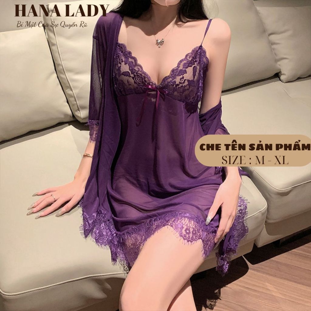 Váy ngủ nữ kèm áo choàng, đầm ngủ kèm choàng sexy sang chảnh mềm mại (CÓ BIGSIZE) VN017 | BigBuy360 - bigbuy360.vn