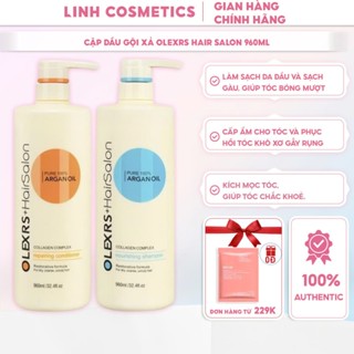 Cặp Dầu Gội Xả Olexrs Argan Oil Collagen Hair Salon 960ml/ 500ml phục hồi dành cho tóc hư tổn