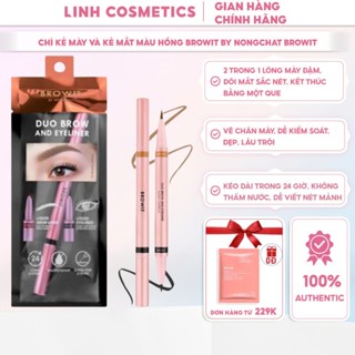 Bút Kẻ Mắt Browit By Nongchat 2 Đầu,Chì Kẻ Mày Và Kẻ Mắt Siêu Mảnh 2 in 1 Duo Brow And Eyeliner Thái Lan