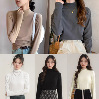 Áo thun nữ tay dài cổ lọ 3 phân lót nỉ dày dặn, áo dài tay nữ trơn form vừa chất nỉ lông thỏ- G3C