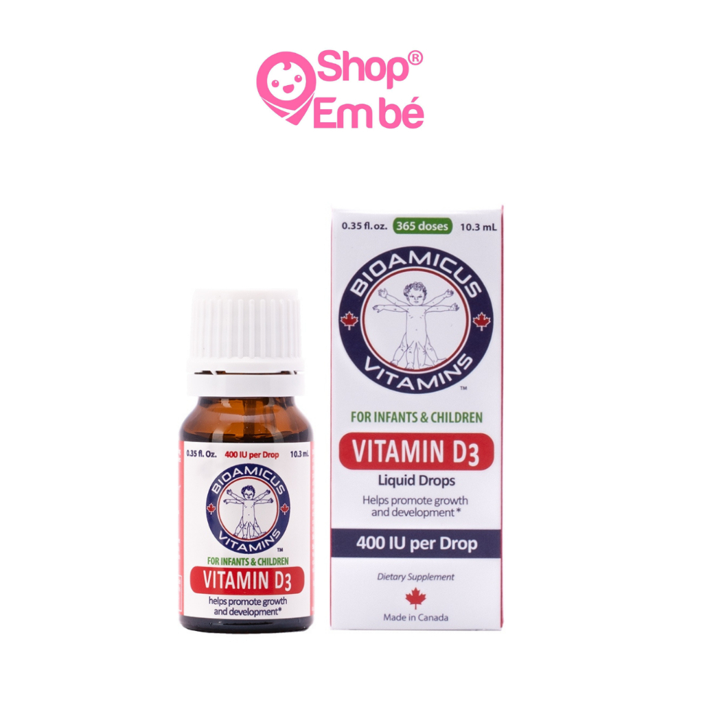 Vitamin D3 BioAmicus Giúp Phát Triển Hệ Xương Và Răng Cho Trẻ Nhỏ Tăng Cường Hệ Miễn Dịch Lọ 10ml