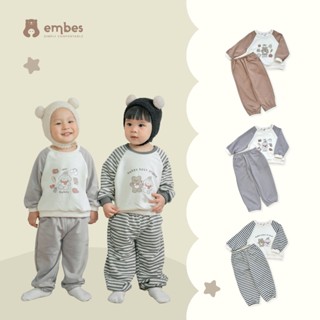 Bộ Nỉ Dài Tay Cho Bé Embes Họa Tiết Embes Best Friend Dễ Thương Cho Bé Trai Bé Gái Size 8kg-18kg