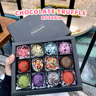  HỎA TỐC  Chocolate Truffle Set 12 viên mẫu đen quà tặng Valentine  đã gồm hộp quà + túi + thiệp  Socola ROSARIA 