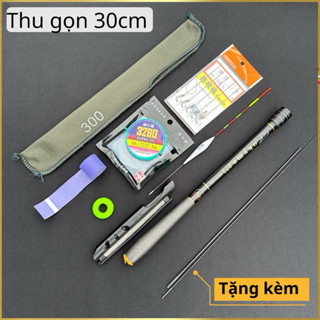 Cần câu tay mini okima thu gọn 29cm độ cứng 4h gẩy rô diếc