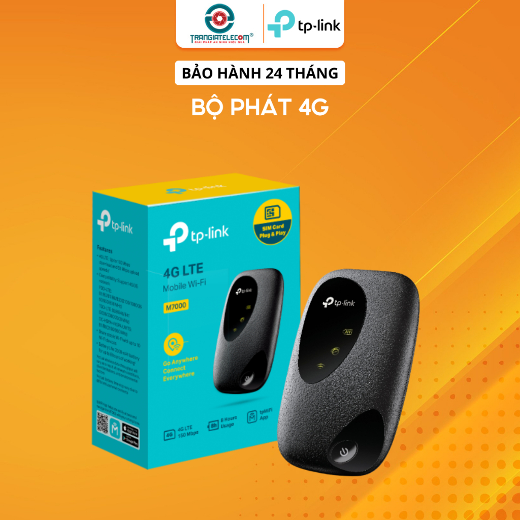 Bộ phát wifi 4G di động TP-Link M7000 (4G LTE/ Ăng-ten ngầm/ Khe Sim 4G/ 10 User) TRANGIATELECOM