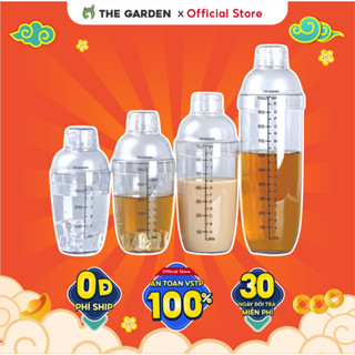 Bình lắc pha chế THE GARDEN shaker nhựa vạch đen dụng cụ pha trà sữa