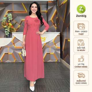Áo dài trung niên cho mẹ ZONBIG Đầm nữ trung niên với 2 tà giả áo dài cách tân - Y1576