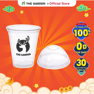 Combo cốc nhựa và Nắp cầu đựng trà sữa 400ml The Garden