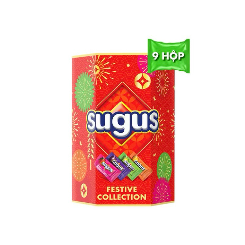 Kẹo hộp lục giác sugus đóng giỏ quà đẹp 99g