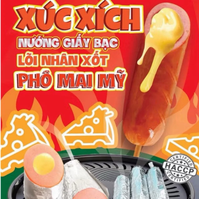 Xúc xích nướng giấy bạc lõi nhân xốt phô mai Mỹ S2(10cây)