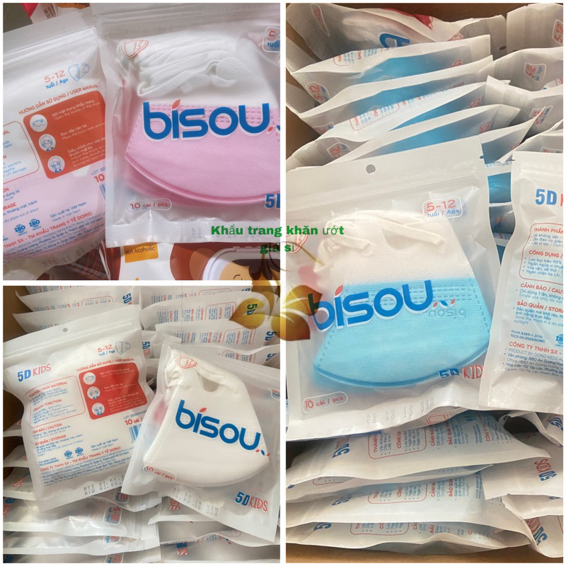 Khẩu trang em bé 5D Bisou hàng chính hãng-10 cái