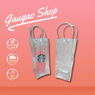 Combo 2 Túi trong suốt đựng bình, cốc, ly giữ nhiệt có tay cầm tiện lợi