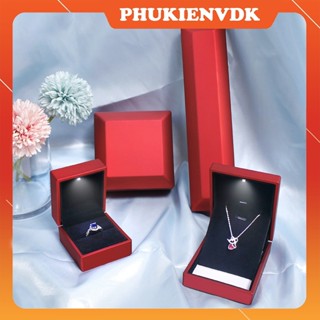 Hộp Đựng Trang Sức Gắn Đèn Led Hộp Nhẫn Vòng Cổ Vòng Tay Bằng Nhựa Cao Cấp