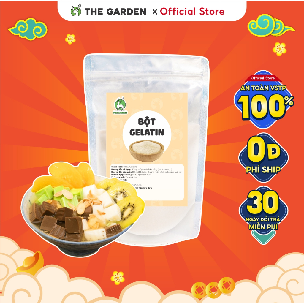 Bột Gelatin THE GARDEN Đức 100GR Làm Chè Khúc Bạch, bột làm thạch
