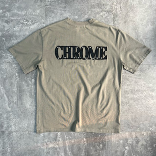 Áo thun cộc tay CHROME full thêu da B6259 Buivintage, vải cotton cao cấp phom over.