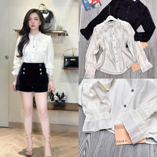 Áo sơ mi tơ lụa chạy ren mỏng nhẹ