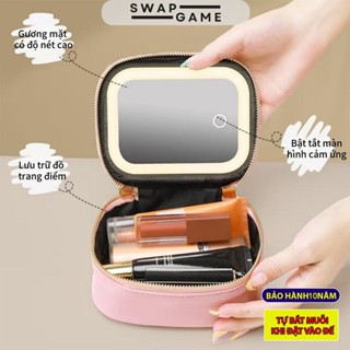 Túi Trang điểm/Hộp đựng Trang Sức Mini Có Gương Và đèn LED đa Năng đựng Mỹ Phẩm Thiết Túi đựng đồ Da Bag