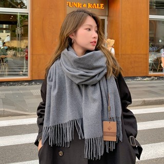 Khăn choàng cổ trơn Thời trang 200*70CM chất Cashmere dạ len mềm mịn Khăn len quàng cổ mùa thu đông nam nữ