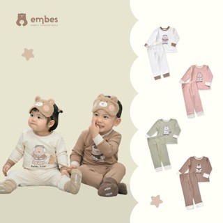 Bộ Dài Tay Cho Bé Embes, Bộ Thun Dài Thu Đông Chất Cotton Mềm Mịn Cho Bé Trai Bé Gái Size 8kg-18kg