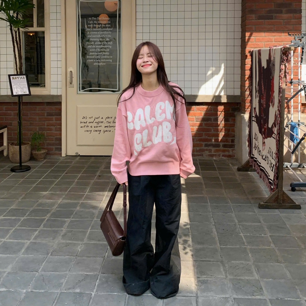 Áo len tay dài CALEM CLUB JUMPER chất len dệt kim Premium cổ tròn form rộng unisex nam nữ thu đông | BigBuy360 - bigbuy360.vn